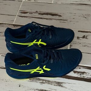 ASICS Dark Blue with Bright Yellow Court Shoes